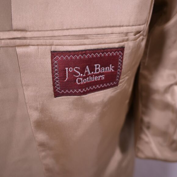 Jos A Bank Mens 42L Beige Single Vent 2-Button Sports Coat Blazer - Picture 4 of 9